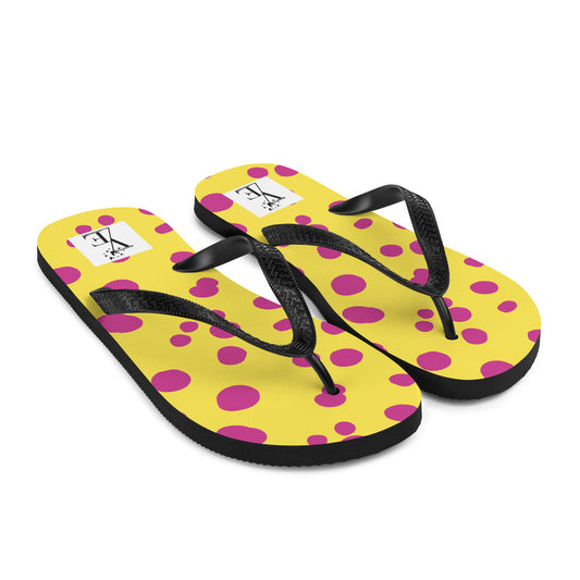 Yellow Pink Polka Dot Flip-Flops