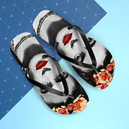 Frida Kahlo With Flowers Poster Artwork Flip-Flops-4