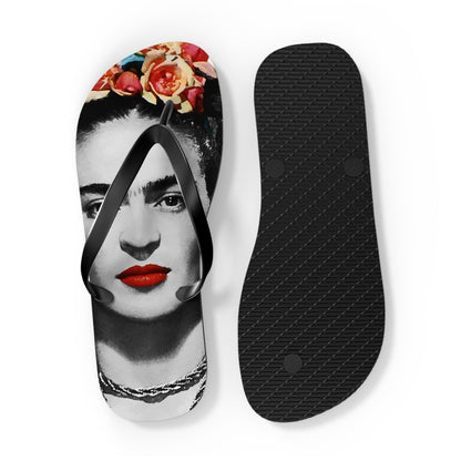 Frida Kahlo With Flowers Poster Artwork Flip-Flops-1