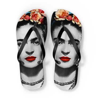 Frida Kahlo With Flowers Poster Artwork Flip-Flops-0