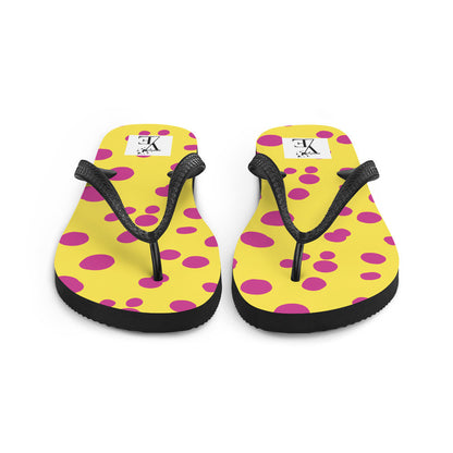 Yellow Pink Polka Dot Flip-Flops