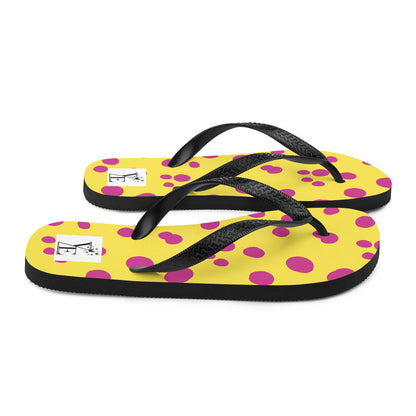 Yellow Pink Polka Dot Flip-Flops