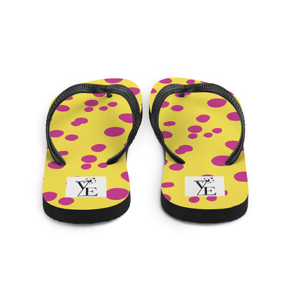 Yellow Pink Polka Dot Flip-Flops